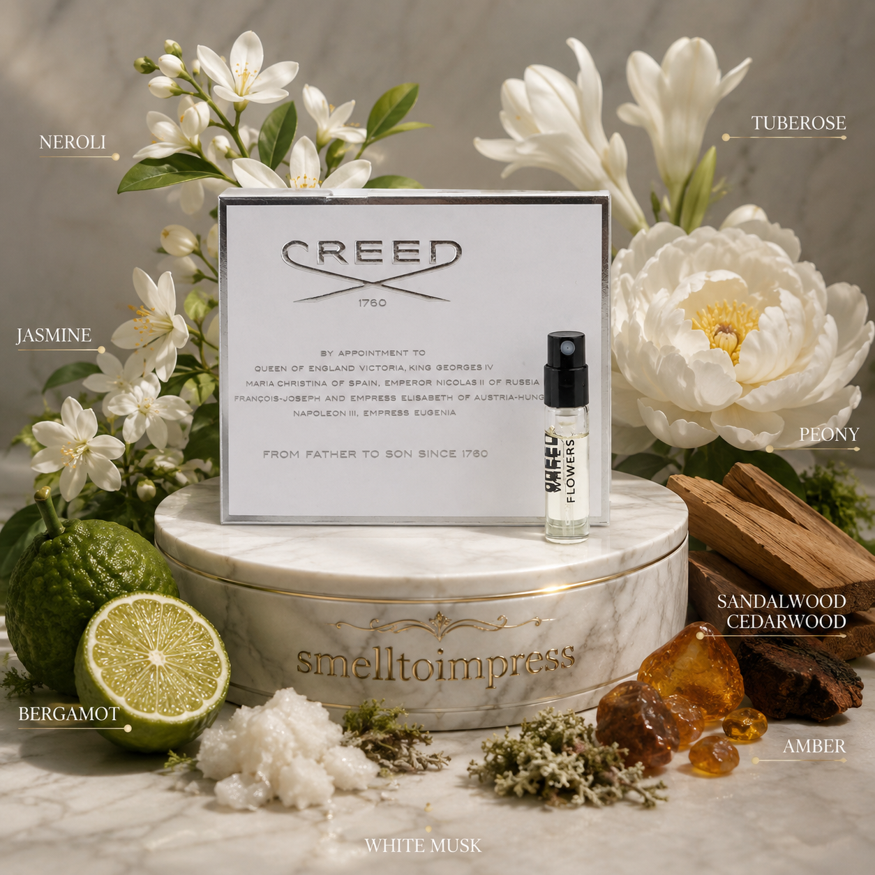 Creed White Flowers 公式香水サンプル 2 mL 0.06 fl. oz.