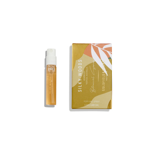 Goldfield and Banks Silky Woods 2ml 香水サンプル – オーストラリアの公式ニッチフレグランスバイアル、贅沢なウッディノートのユニセックスな香り。